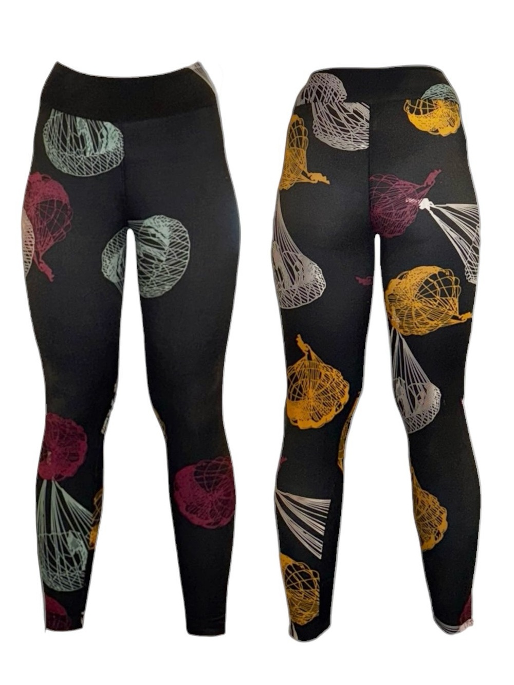 Black Leggings with Multicolor Abstract Balloon Print